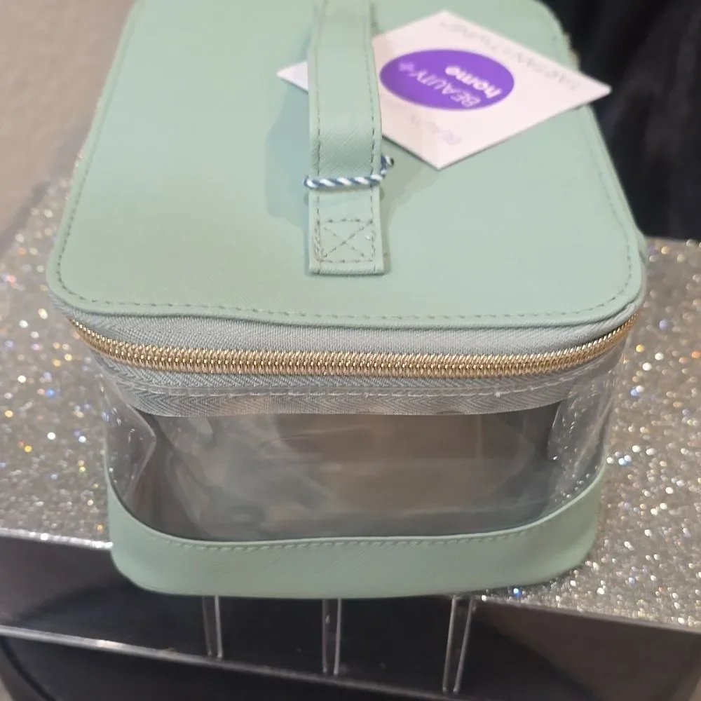Tartan + Twine Transparent Box Train Case-‎ Sage